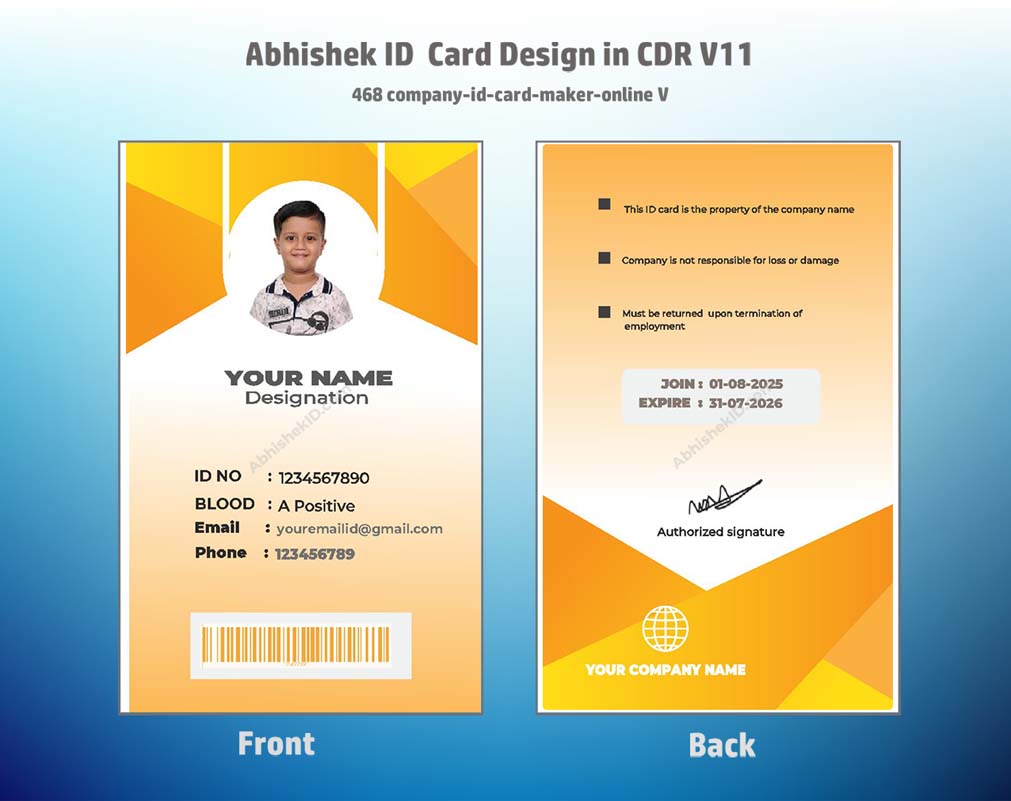 5/6 CorelDraw 11 Printable ID Card Design Templates | 100 Editable Designs India