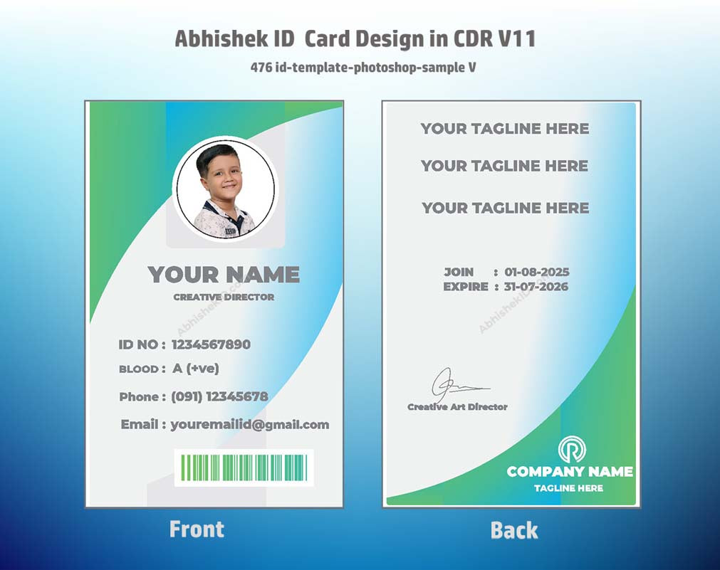 5/6 CorelDraw 11 Printable ID Card Design Templates | 100 Editable Designs India