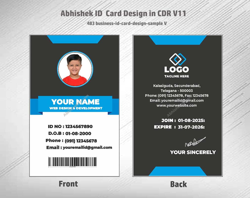 5/6 CorelDraw 11 Printable ID Card Design Templates | 100 Editable Designs India