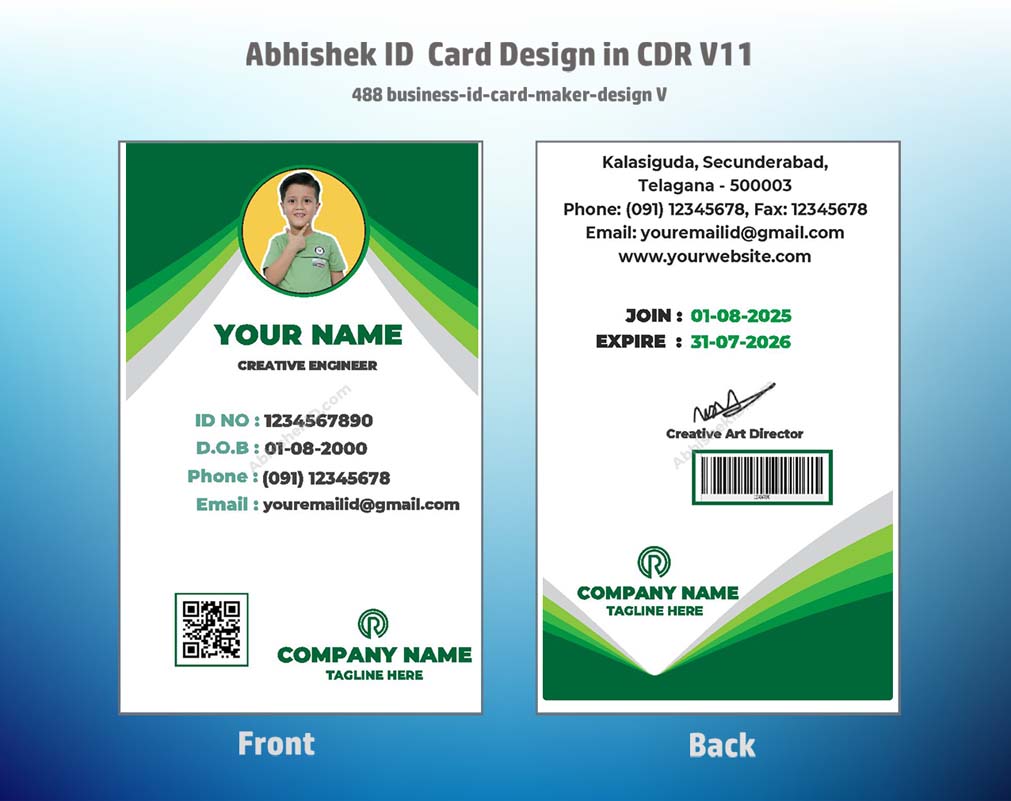 5/6 CorelDraw 11 Printable ID Card Design Templates | 100 Editable Designs India