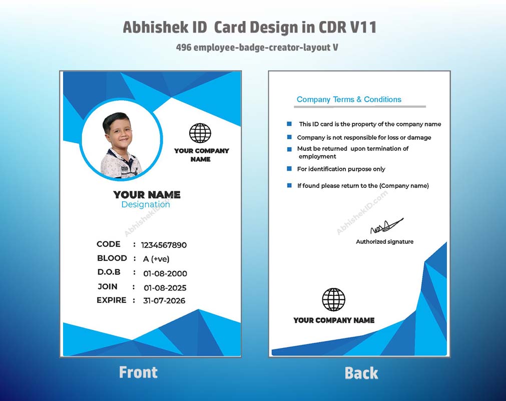 5/6 CorelDraw 11 Printable ID Card Design Templates | 100 Editable Designs India