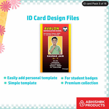 Customizable ID cards design template in PSD format, perfect for school and office use