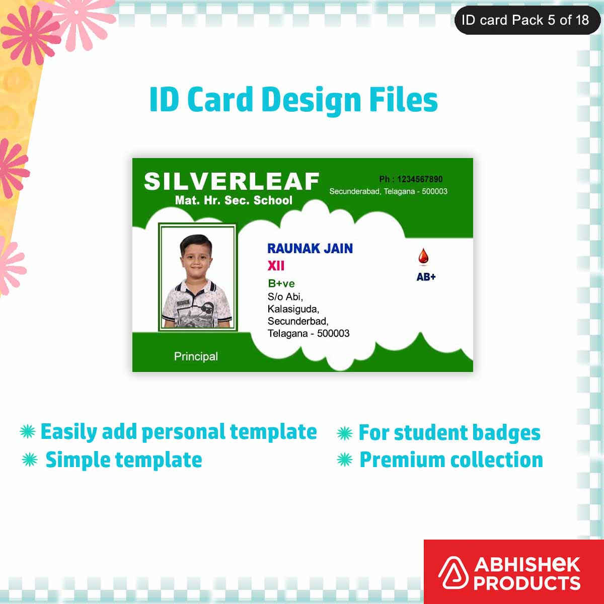 High-quality custom ID badge template, fully editable and professional