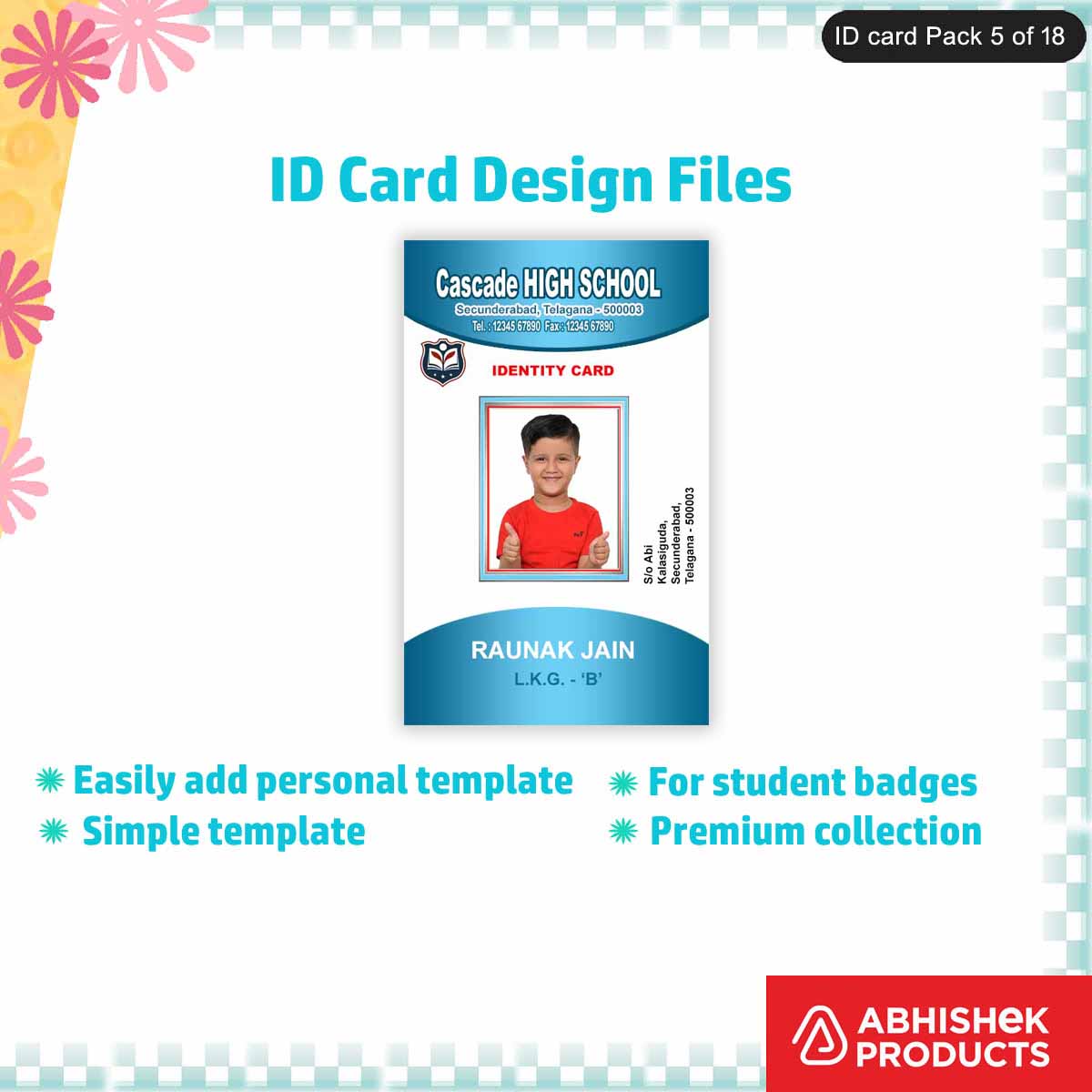 Professional employee ID card design template with customizable elements for corporate use