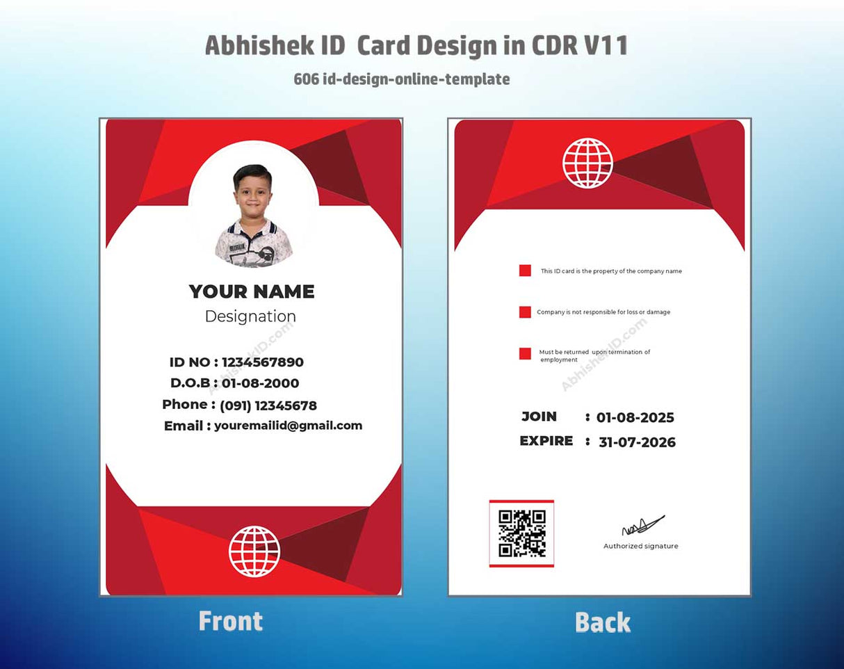 6/6 CorelDraw 11 Printable ID Card Design Templates | 100 Editable Designs India