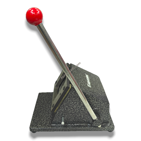 61mm Imported Square Die Cutter, heavy-duty metal with red handle, for fridge magnets and badges