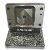 61mm Imported Square Die Cutter, heavy-duty metal, silver and black, for fridge magnets and badges.