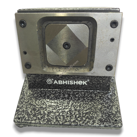 61mm Imported Square Die Cutter, heavy-duty metal, silver and black, for fridge magnets and badges.