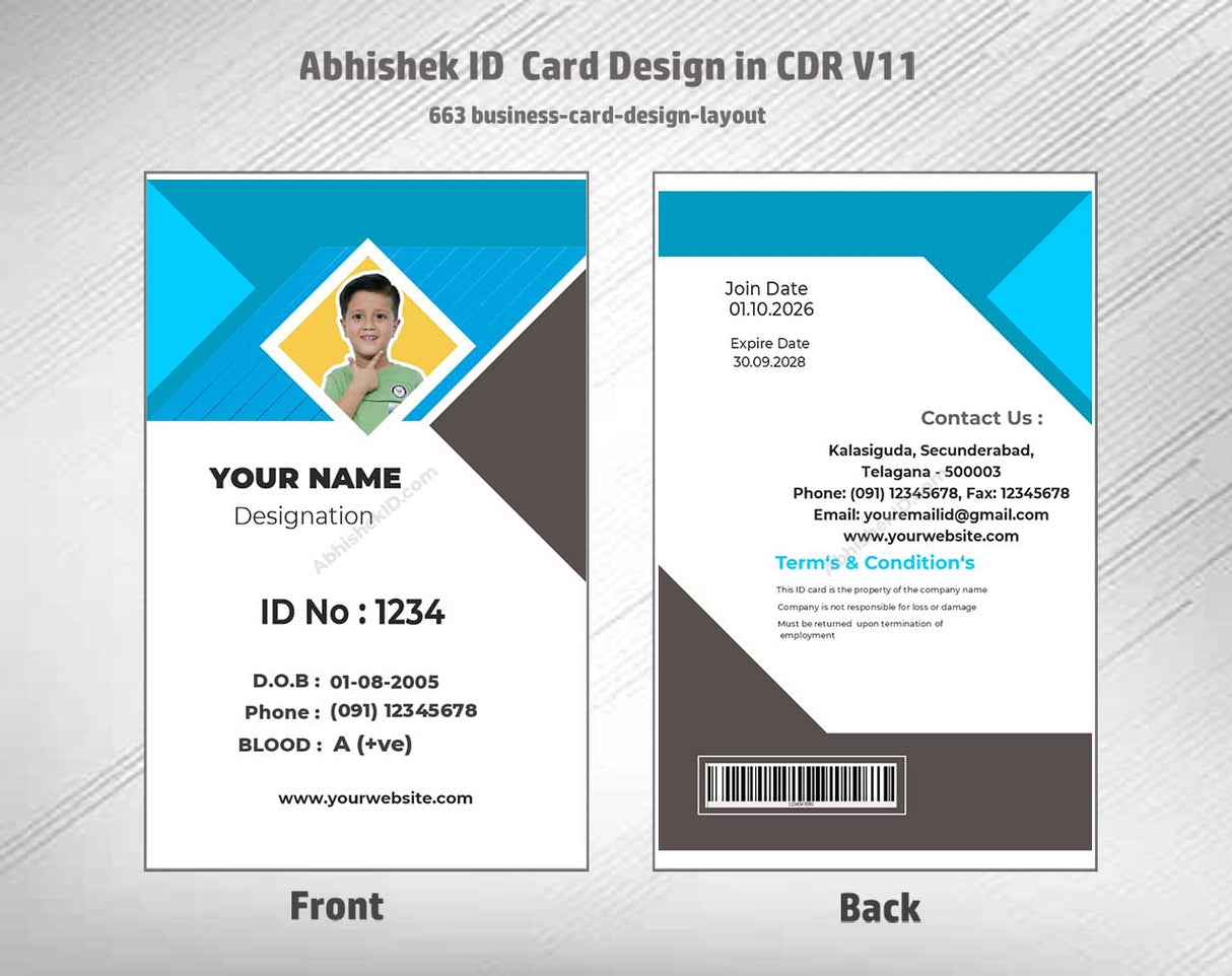 6/6 CorelDraw 11 Printable ID Card Design Templates | 100 Editable Designs India