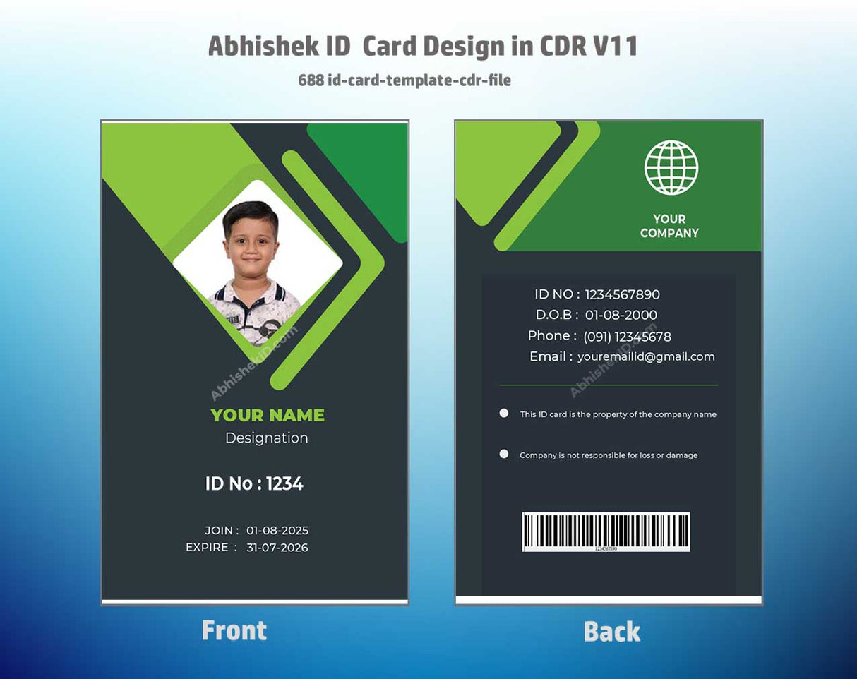 6/6 CorelDraw 11 Printable ID Card Design Templates | 100 Editable Designs India