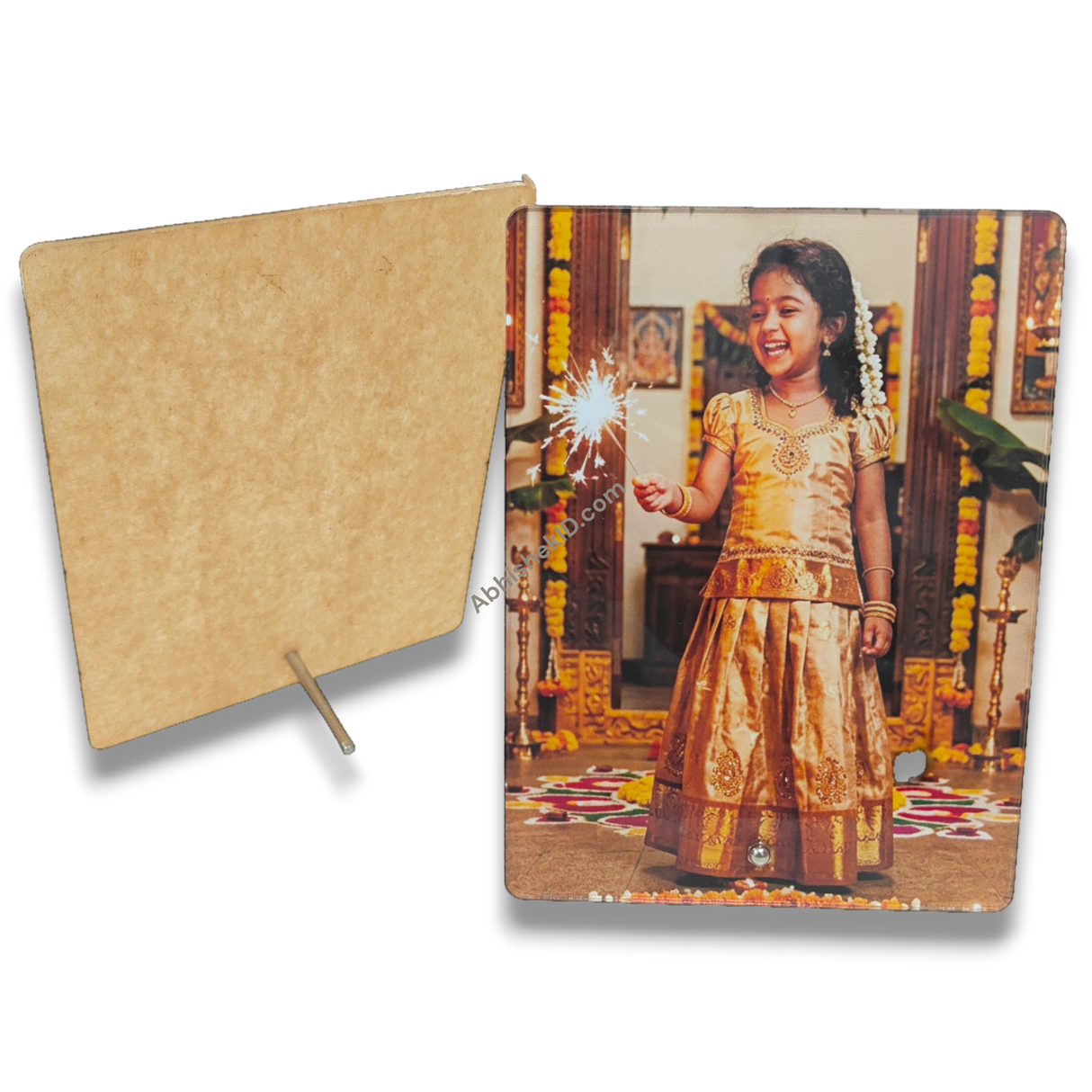 6x8 Acrylic Photo Stand - Clear Gumming Adhesive Surface - Close Up