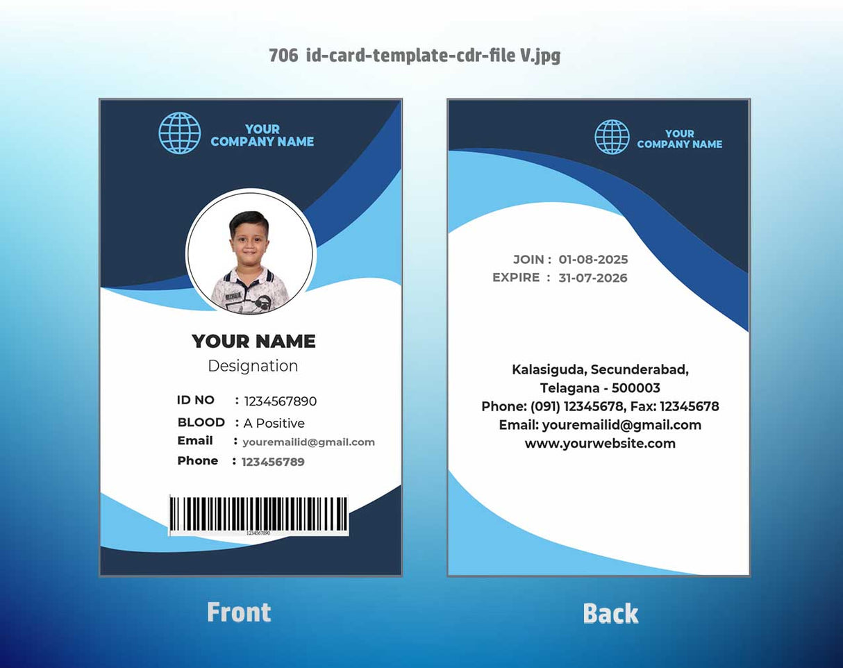 7/8 CorelDraw 11 Printable ID Card Design Templates | 100 Editable Designs India