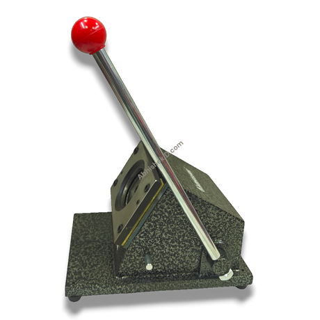 70mm manual badge die cutter with ergonomic handle operation view