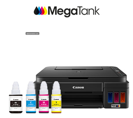 Canon PIXMA G3010 wireless ink tank printer front view with integrated MegaTank ink reservoirs
