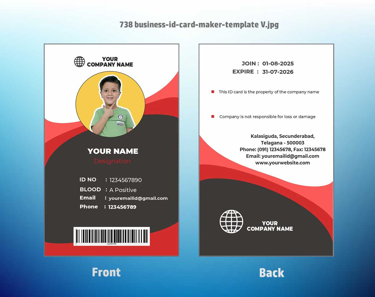 7/8 CorelDraw 11 Printable ID Card Design Templates | 100 Editable Designs India