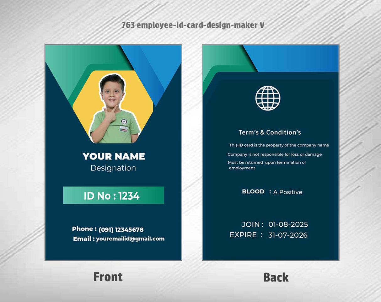 7/8 CorelDraw 11 Printable ID Card Design Templates | 100 Editable Designs India