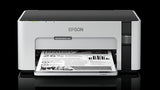 Front compact view of Epson EcoTank M1120 monochrome ink tank printer on office desk