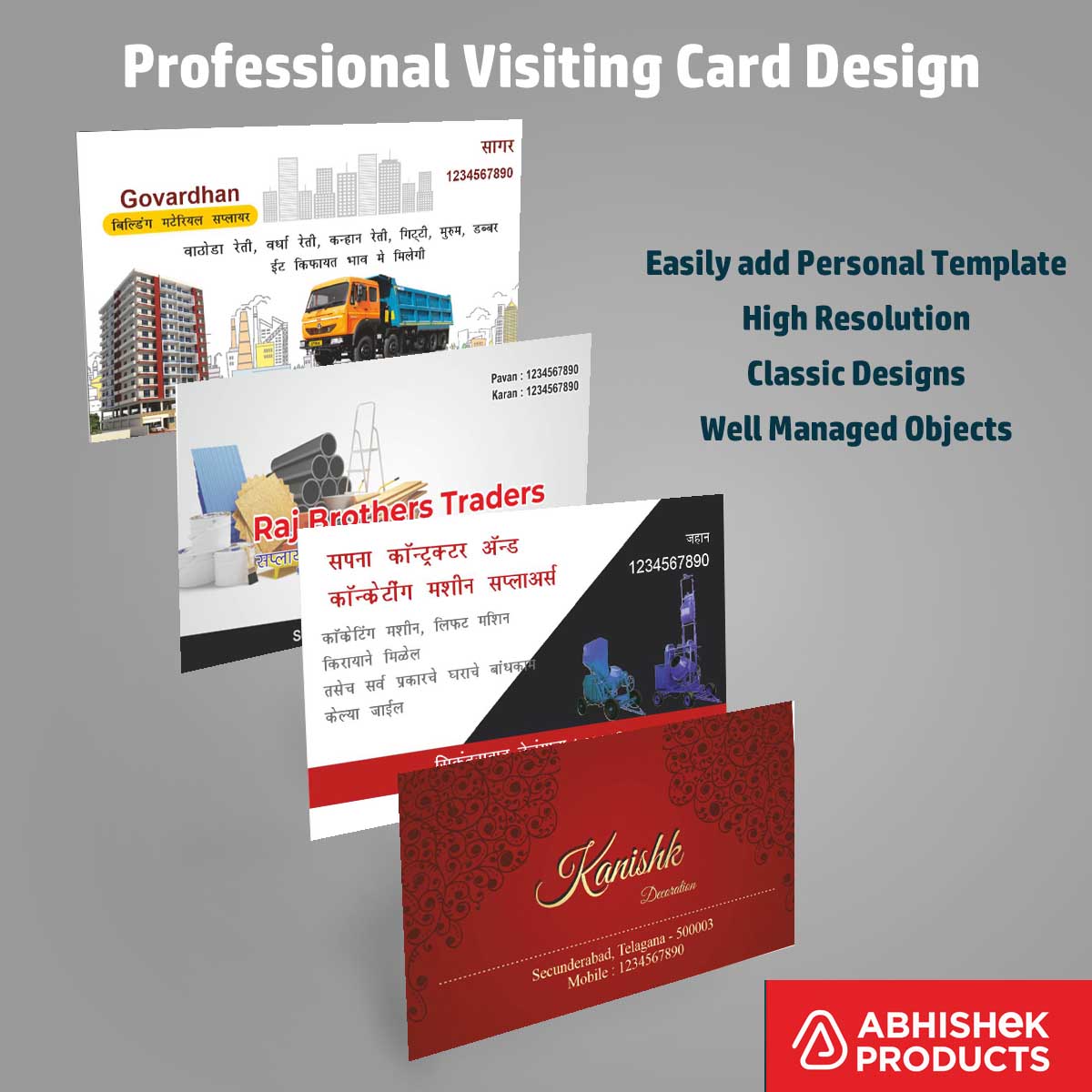 9/10 Clean Visiting Card Design Files – 100 CDR v11 Templates Files -  Transport, Veterinary Store, Pet Shop, Mirrors, Tattoo, Cake Shop, Tailor, Welding works, Painting Work, Stone Crusher