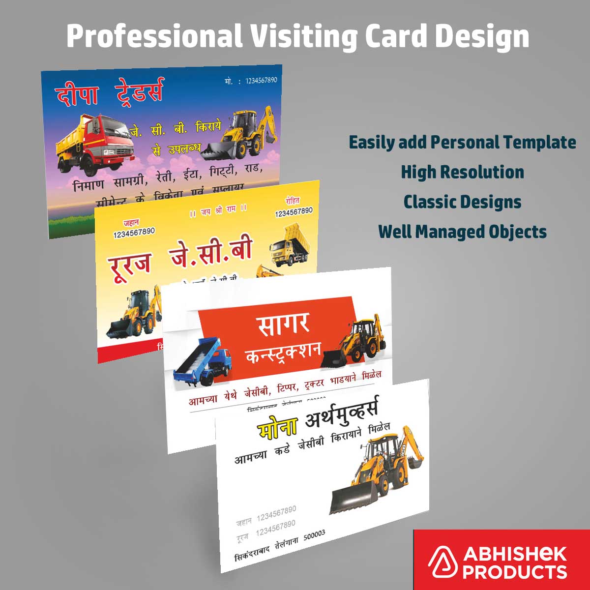 9/10 Clean Visiting Card Design Files – 100 CDR v11 Templates Files -  Transport, Veterinary Store, Pet Shop, Mirrors, Tattoo, Cake Shop, Tailor, Welding works, Painting Work, Stone Crusher