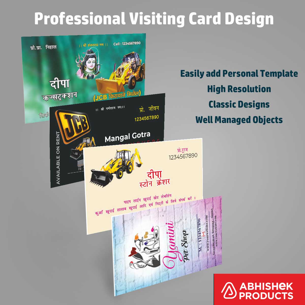 9/10 Clean Visiting Card Design Files – 100 CDR v11 Templates Files -  Transport, Veterinary Store, Pet Shop, Mirrors, Tattoo, Cake Shop, Tailor, Welding works, Painting Work, Stone Crusher