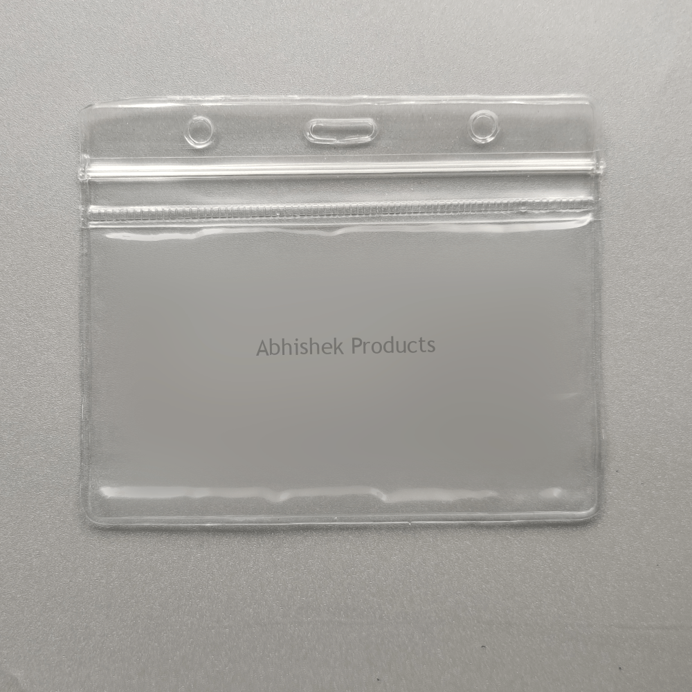 A002 – Clear Waterproof Zip Lock ID Card Holders Badge for School Office Horizontal 01