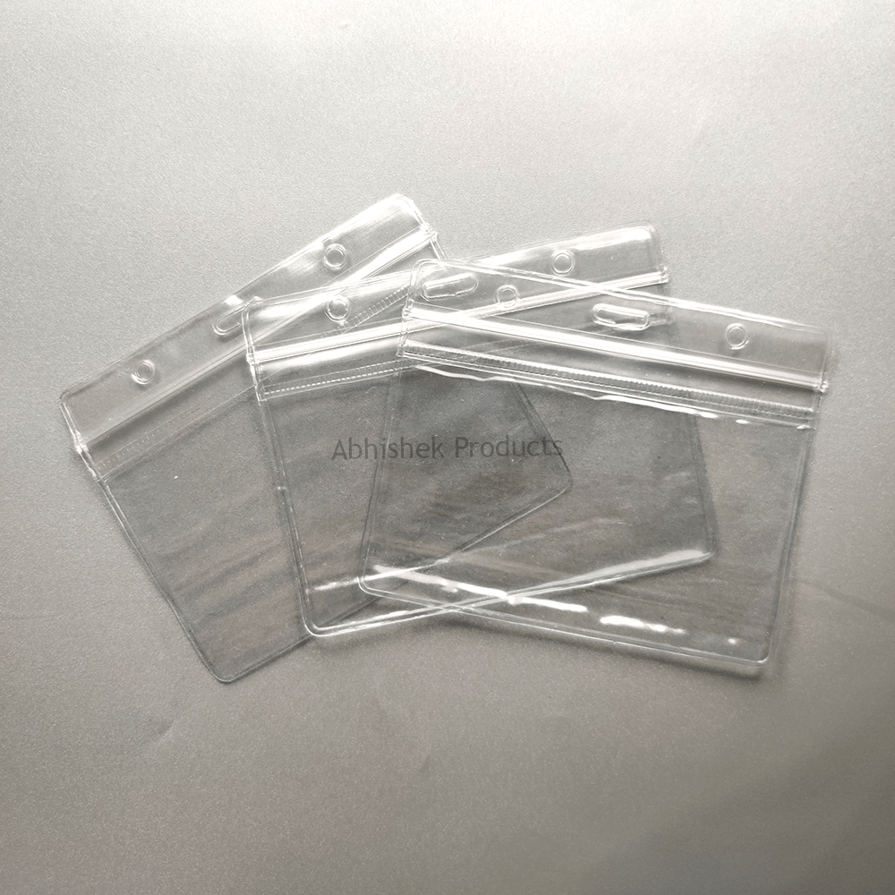 A002 – Clear Waterproof Zip Lock ID Card Holders Badge for School Office Horizontal 03