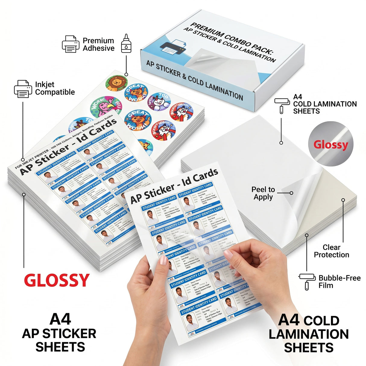 A4 AP Sticker + A4 Glossy Cold Lamination Combo Kit
