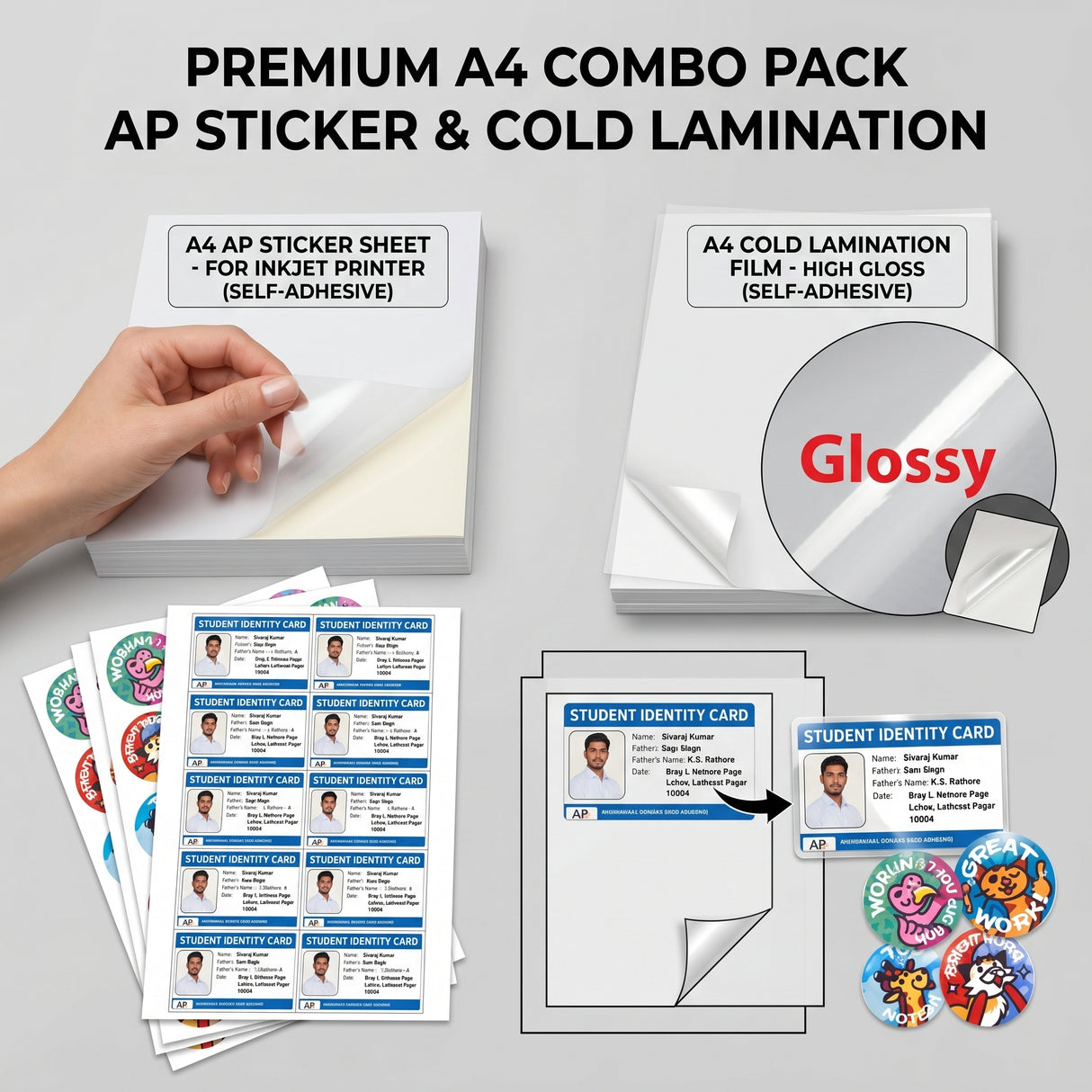 A4 AP Sticker + A4 Glossy Cold Lamination Combo Kit
