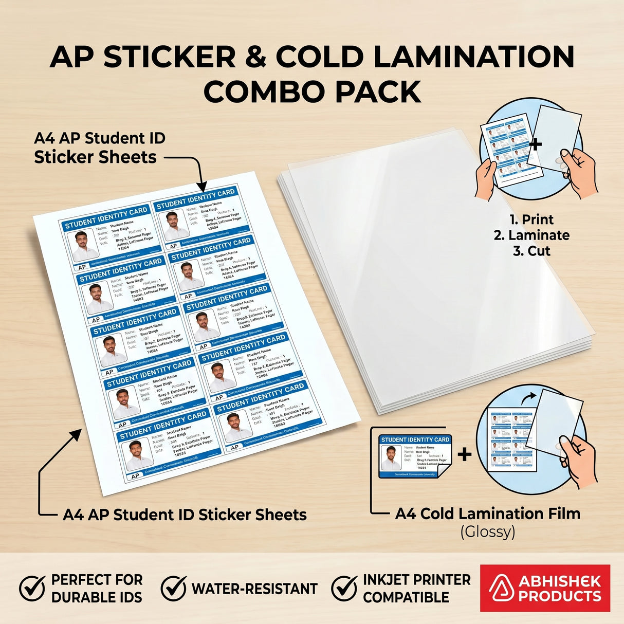 A4 AP Sticker + A4 Glossy Cold Lamination Combo Kit