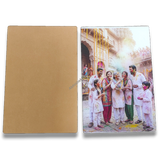 Clear Acrylic A4 Stand. Portrait. Sparkle gumming, Hanging holes, Wall display. With Holi Festival lamination.