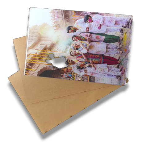 A4 Clear Acrylic Stand with sparkle gumming. Wall hanging with 2 holes. Displays family graphic. Portrait.