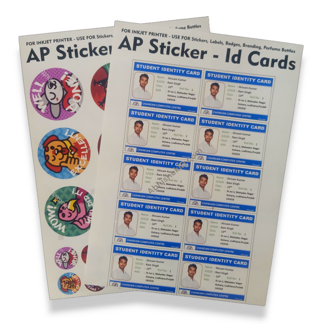 A4 AP Sticker 130 Mic high glossy waterproof sheet for inkjet ID cards
