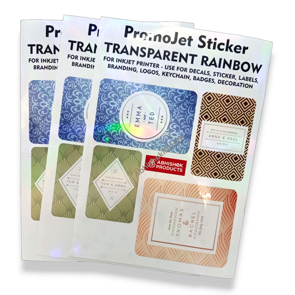 A4 Transparent Rainbow Promojet Sticker For Inkjet Printer Branding, Labeling and Decoration