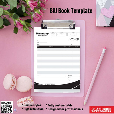 Simple and clear bill book template for quick edits For Electricals