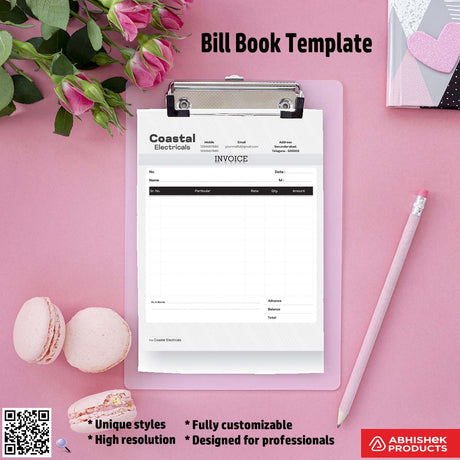 Minimalist bill book layout design for printers For Electricals