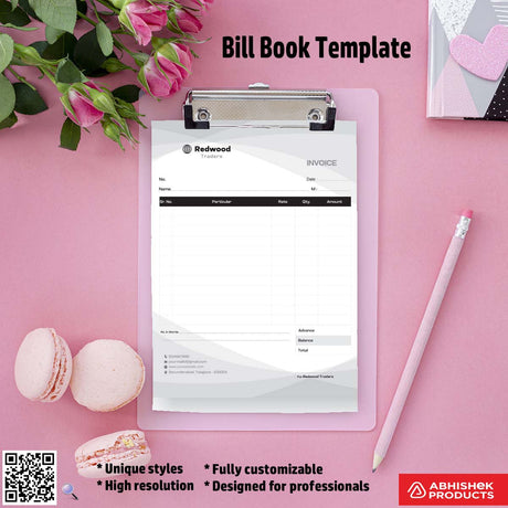 Clean and structured bill book design for digital printers For Traders