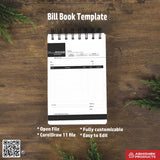 Simple editable bill book design for digital printers For General Store