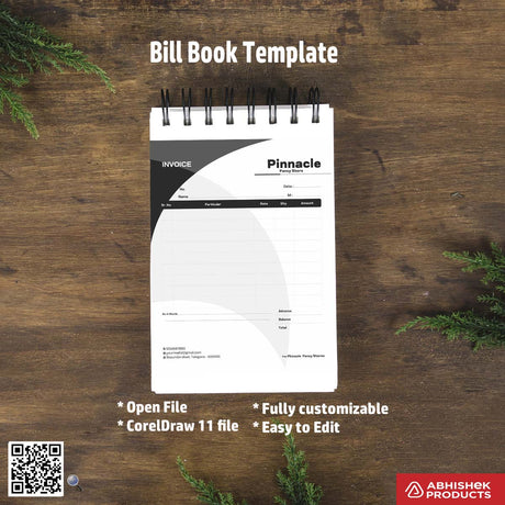 Clean structured bill book design for digital printers For Fancy Store