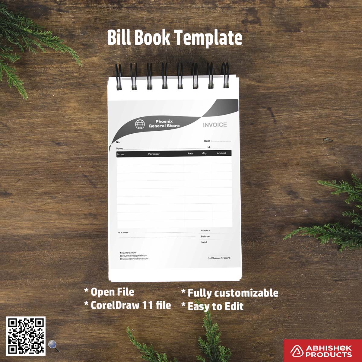 Minimal bill book design template for quick use For General Stores