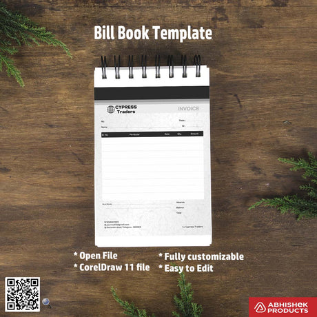 Minimal customizable bill book design For Traders