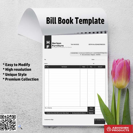 Structured layout for bill book design For Furniture