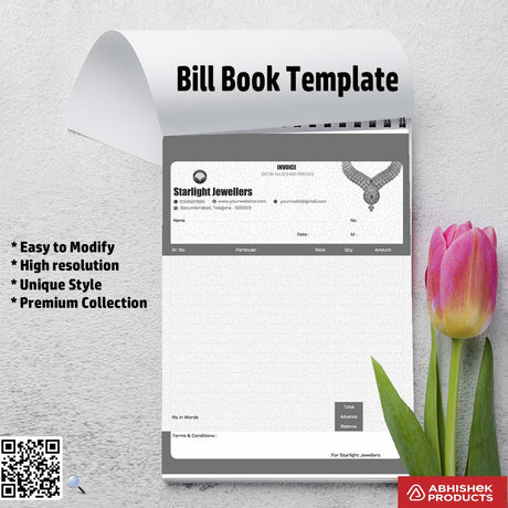 Simple editable bill book layout for studios For Jewellers