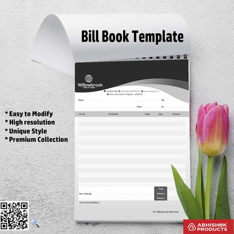 Clean simple bill book template for freelancers For Electricals