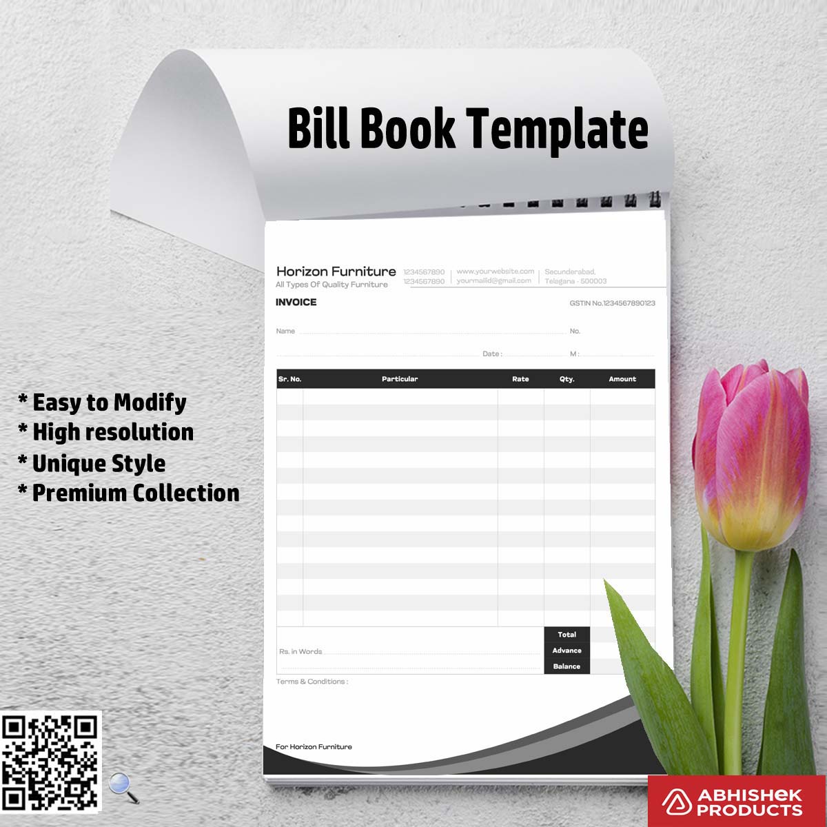 Clean bill book design layout for digital printers For Furniture