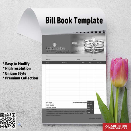 Minimal structured bill book design for freelancers For Jewellers