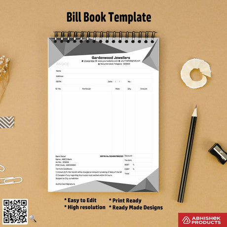 Simple bill book outline design for graphic designers For Jewellers