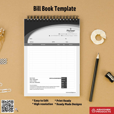 Simple professional bill book layout for freelancers For Traders