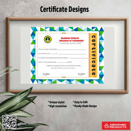 Certificate with a geometric background design For Civil Engineering Chapter