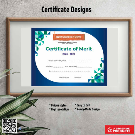 Certificate design for recognition awards For School Merit Certificate