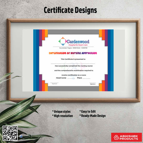 Certificate with a corporate background design For Nursing